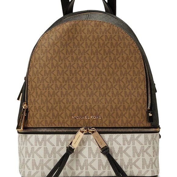 Michael Kors Rhea Zip Medium Size Backpack Husk Multi New Sealed - Picture 1 of 10